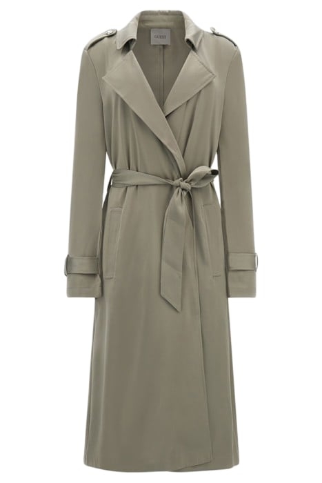 GUESS ECO MICOLE SATIN TRENCH MOSSY GREEN 3