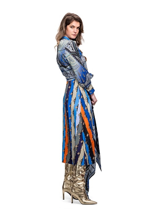 DRESS LOUVAIN LONG BLUE WITH BELTS AND PAISLEY 4