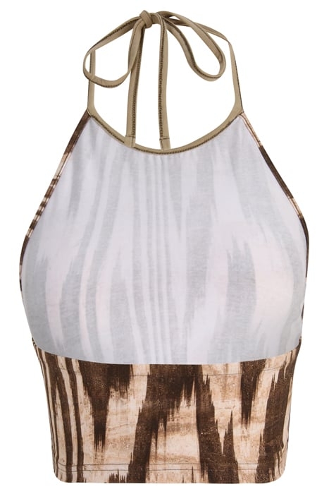 CALTAGIRONE CROPPED TOP BROWN ABSTRACT ETNO AOP 2