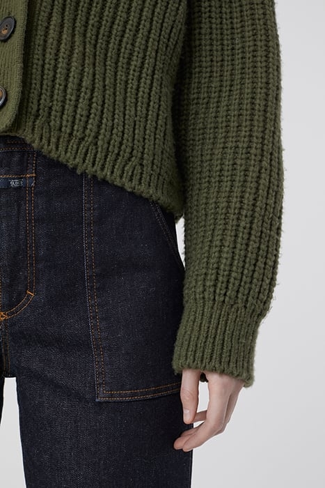 V CARDIGAN LONG SLEEVE KNITS INDUSTRIAL GREEN 6