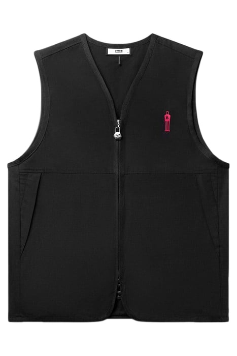 THE WALL BOX FIT GILET JET BLACK 3