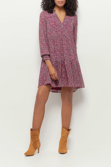 RISOTA - FUCHSIA DRESS WITH ROMANTIC FOLIAGE PRINT IN RECYCL 2