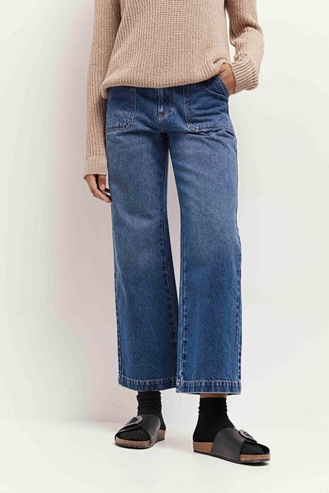 LE JOANNA - 7/8TH HIGH WAISTED BLUE STRAIGHT JEANS 1