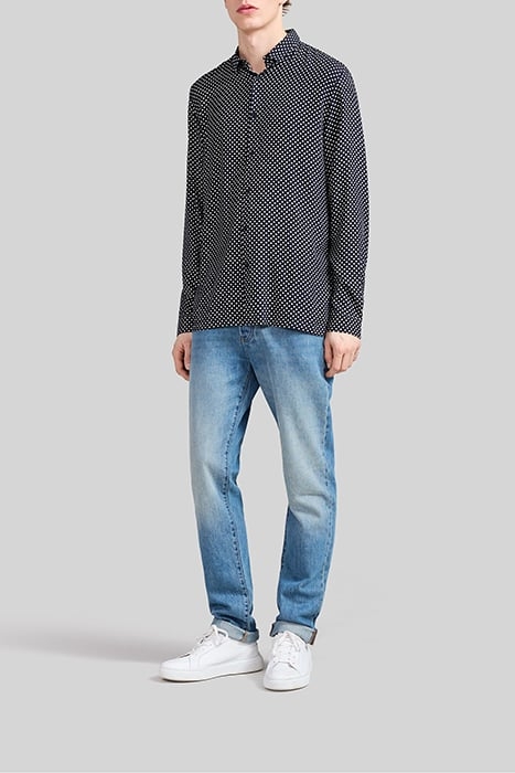 NAVY LENZING™ ECOVERO™ SLIM SHIRT, POLKA DOT MOTIF 3