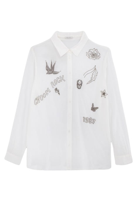 OFF-WHITE SHIRT WITH BEAD EMBROIDERY 3
