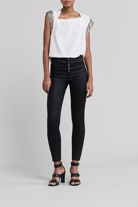 WHITE TOP WITH BEADS AND SEQUINS ON SHOULDERS 3