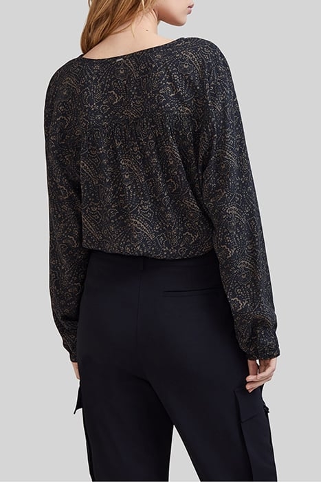 KHAKI LENZING™ ECOVERO™ FLORAL PAISLEY BLOUSE 2