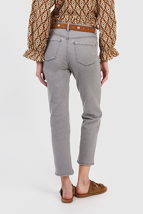 GREY STRAIGHT JEANS WITH EMBROIDERED POCKETS 2