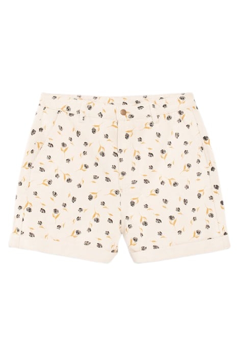 ECRU DENIM SHORTS WITH ROCK MINI-FLOWER PRINT 3