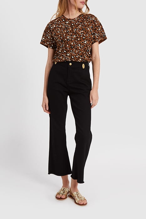 BLACK FLARED JEANS, METAL DOUBLE HEART BELT LOOPS 3