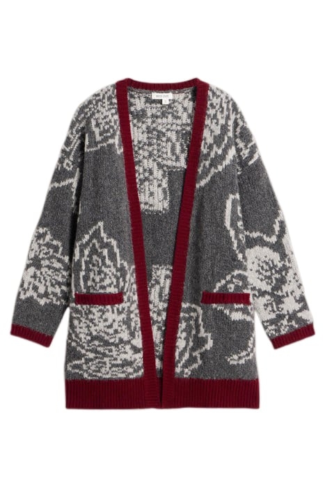 FIONA FLORAL LONGLINE CARDI GREY MULTI 2