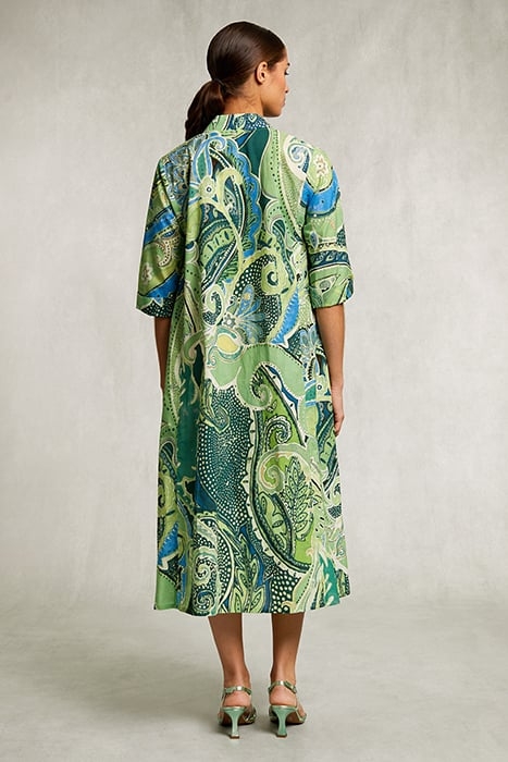 BLUE/GREEN FANTASY V-NECK DRESS GREEN 2