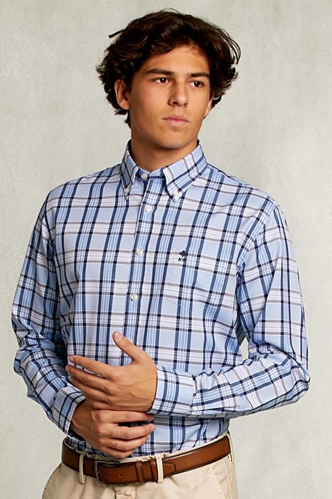 CUSTOM FIT CHECKED SHIRT WITH POCKET BLUE/WHITE MULTI 1