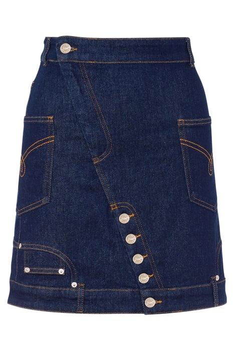 UPSIDE DOWN STRETCH BLUE DENIM MINI SKIRT BLUE 3