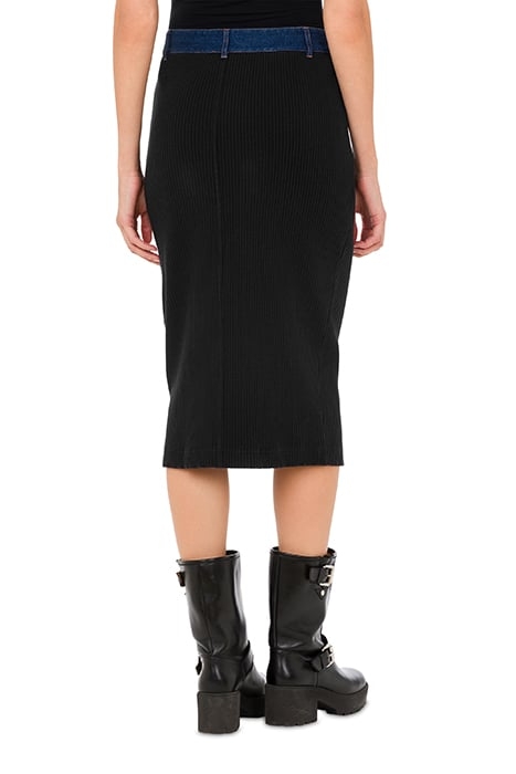 DENIM DETAILS RECYCLED COTTON SKIRT BLACK 2