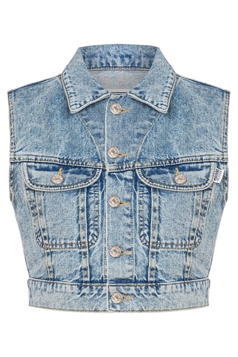 CROPPED VEST IN RECYCLED DENIM BLUE 3