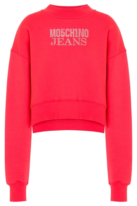 RHINESTONE LOGO DIAGONAL COTTON SWEATSHIRT PINK 3