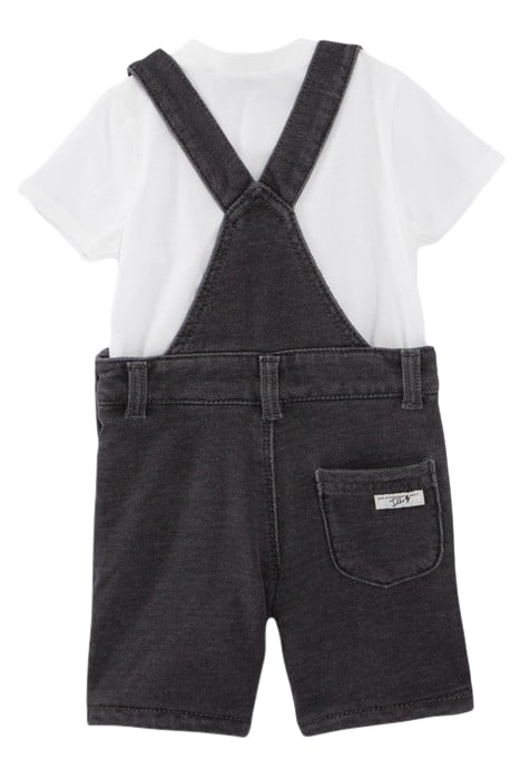 BABY BOYS’ T-SHIRT AND GREY DENIM DUNGAREES OUTFIT 2