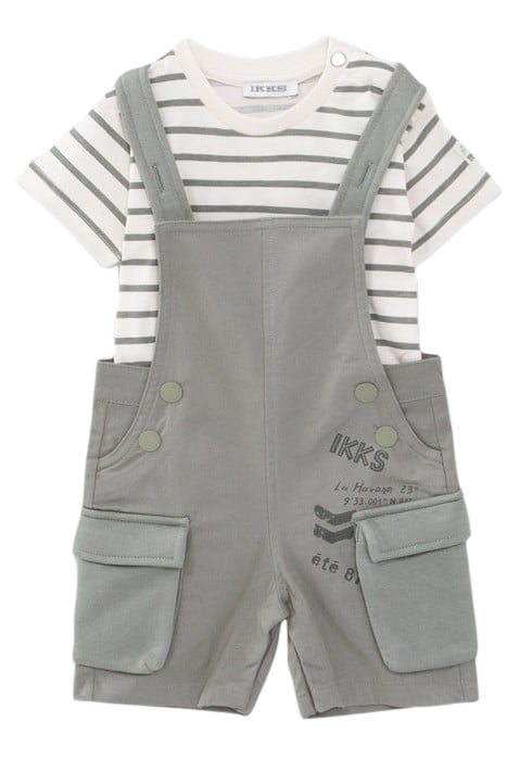 BABY BOYS’ STRIPED T-SHIRT AND DUNGAREES OUTFIT 1