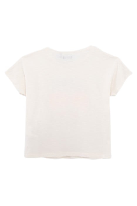 GIRLS’ WHITE ORGANIC COTTON T-SHIRT, PEACE & LOVE SYMBOL 2