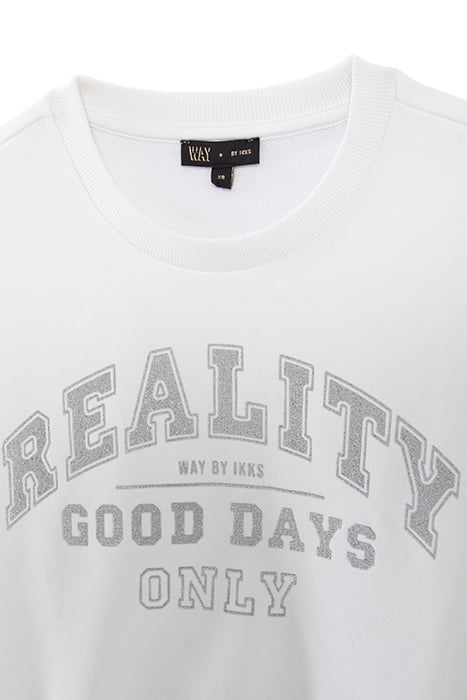 GIRLS' OFF-WHITE SWEATSHIRT WITH SILVER GLITTER SLOGAN 3