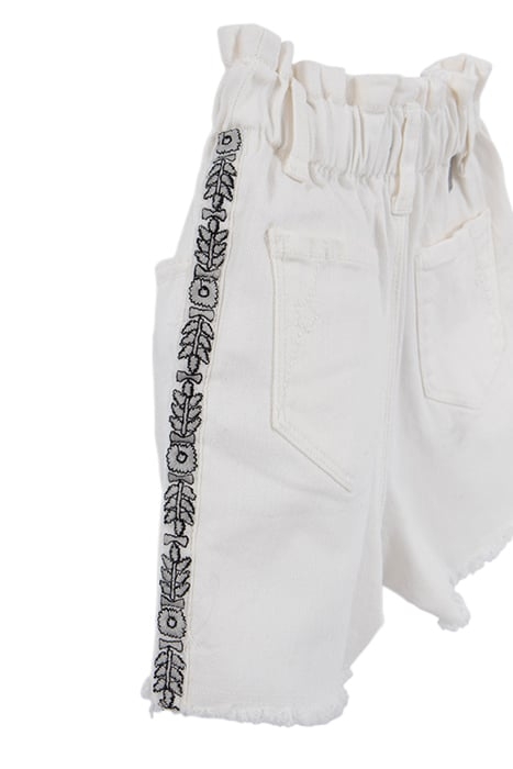 GIRLS' ECRU DENIM SHORTS WITH EMBROIDERED BRAID DOWN SIDES 5
