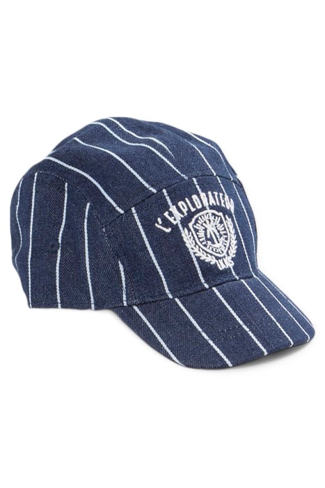 BOYS’ NAVY CAP WITH WHITE STRIPES AND EMBROIDERY 1