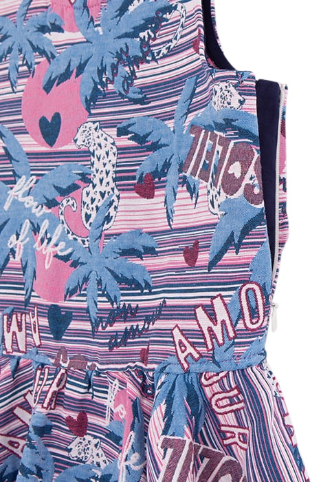 GIRLS' WHITE DRESS WITH PALM-TREE LEOPARD JACQUARD 5