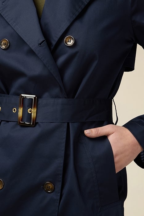 DOUBLE-BREASTED COTTON TRENCH COAT BLUE 4