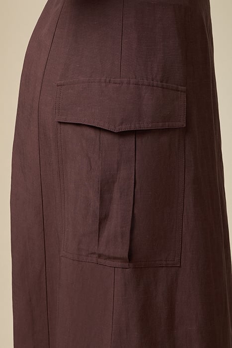 WRAPAROUND LINEN BLEND SKIRT BROWN 5