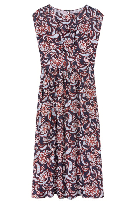 LONG SCARF PATTERN SATIN DRESS BLUE 3