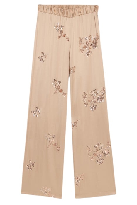 SATIN TROUSERS WITH SEQUIN EMBROIDERY BEIGE 4