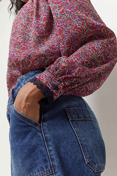 CALY - FUCHSIA SHIRT WITH ROMANTIC RECYCLED FOLIAGE PRINT 5