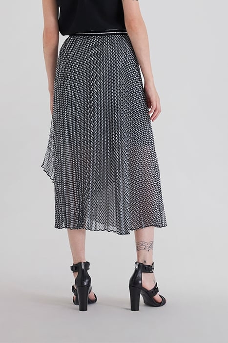 BLACK PLEATED MIDI SKIRT WITH TIE PRINT 2