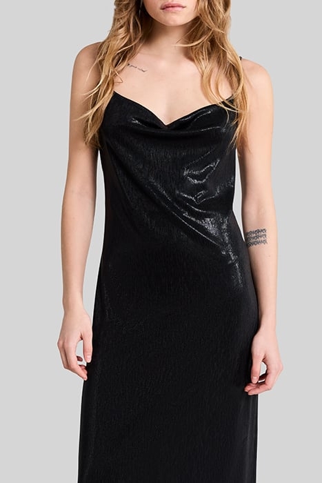 BLACK LAMÉ STRAPPY MIDI DRESS 4