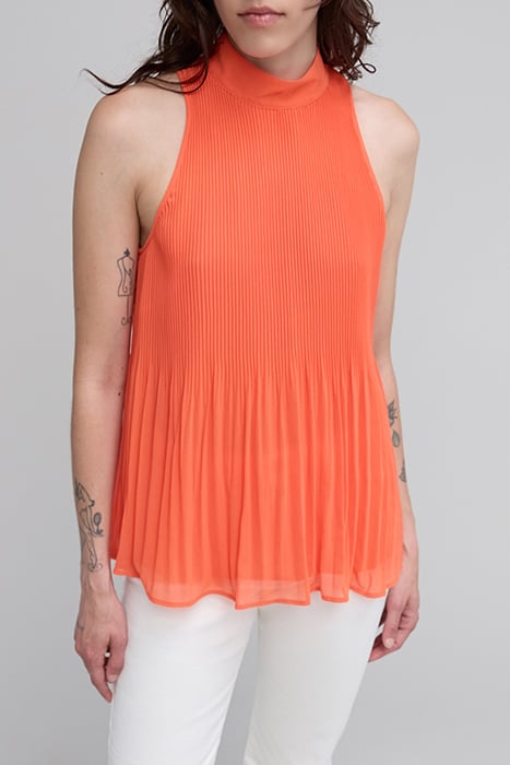 ORANGE RECYCLED PLEATED TOP WITH AMERICAN ARMHOLES 1