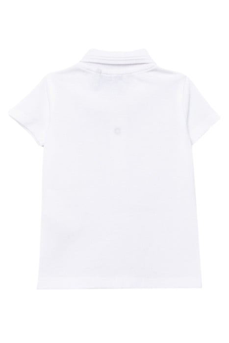 BABY BOYS’ WHITE ORGANIC COTTON POLO SHIRT, IKKS LOGO 2