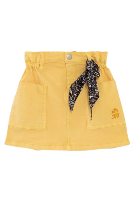 GIRLS' YELLOW DENIM SKIRT WITH ROCK JUNGLE PRINT SCARF 3