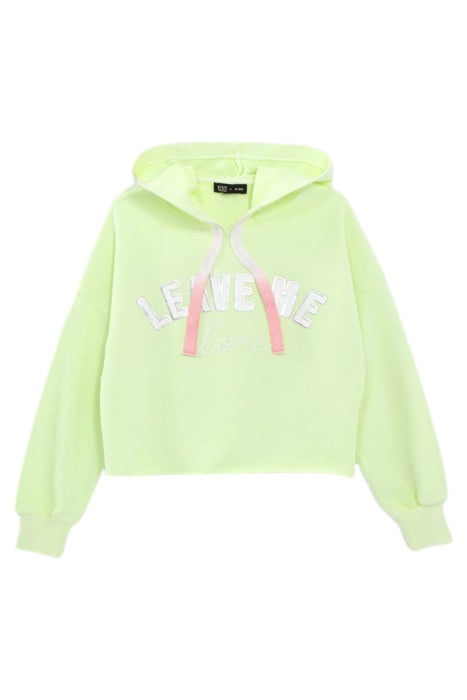 GIRLS’ NEON CROPPED HOODIE WITH YELLOW SLOGAN 1