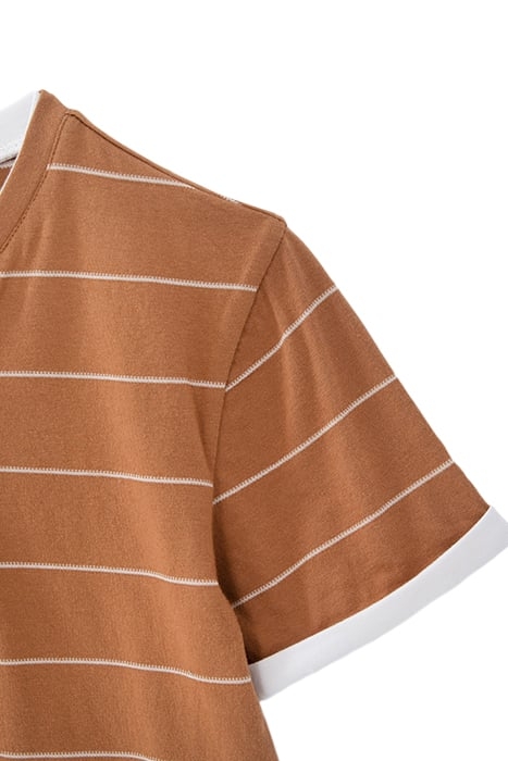 BOY'S STRIPED CAMEL T-SHIRT WITH TROMPE-L'ŒIL COLLAR 4