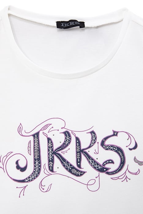 GIRLS’ OFF-WHITE T-SHIRT WITH EMBROIDERED RUFFLED SLEEVES 4