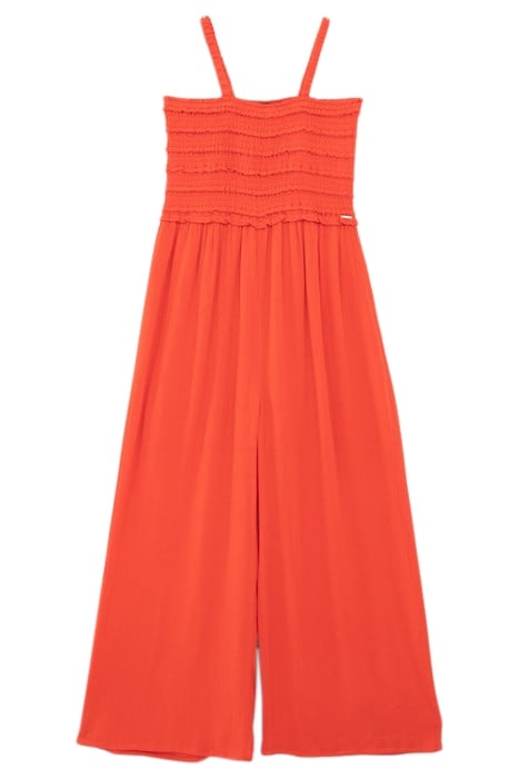 GIRLS’ RED LENZING™ ECOVERO™ JUMPSUIT WITH SMOCKED TOP 1