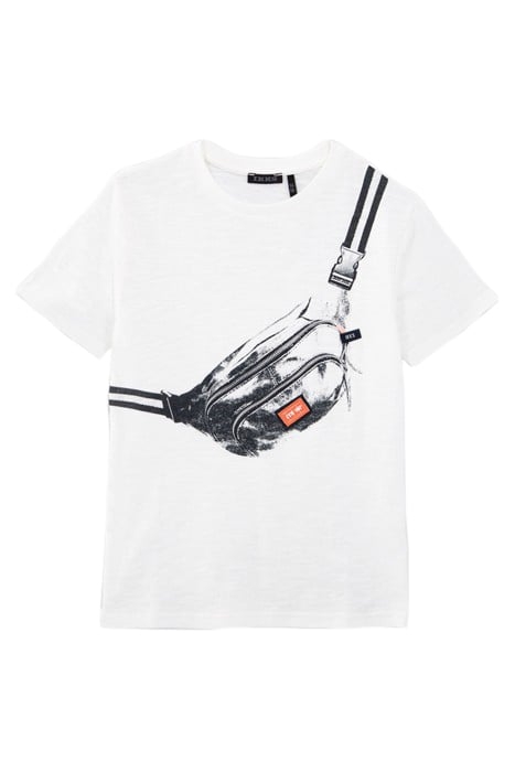 BOYS’ OFF-WHITE ORGANIC COTTON T-SHIRT, WAIST-BAG PRINT 1