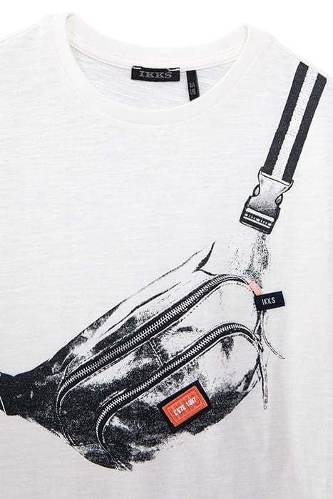 BOYS’ OFF-WHITE ORGANIC COTTON T-SHIRT, WAIST-BAG PRINT 3