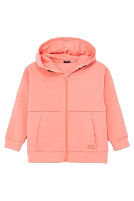 BOYS’ NEON ORANGE CARDIGAN, EMBOSSED CHECKERBOARD ON BACK 1