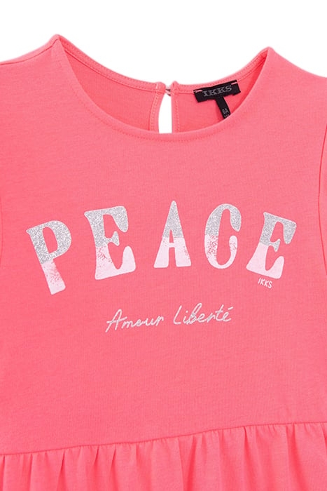 GIRLS’ NEON PINK DRESS WITH TWO-TONE SLOGAN 3