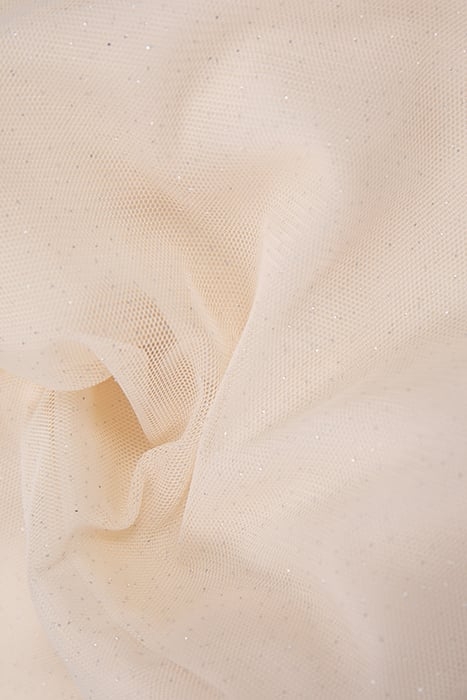 ECRU SATIN AND EMBROIDERED BI-MATERIAL DRESS FOR GIRLS 7