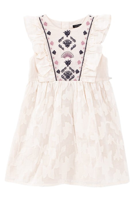 GIRLS’ ECRU DRESS WITH EMBROIDERY AND FLOWER JACQUARD 1