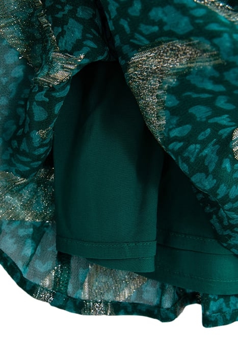 GIRLS’ GREEN SHORT SKIRT WITH SPARKLING PEACOCK PRINT 5
